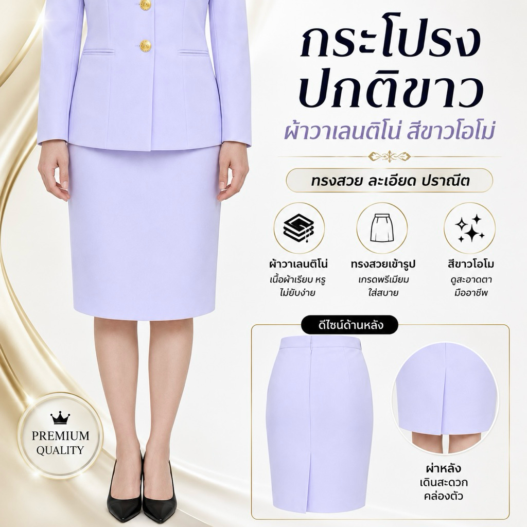 กระโปรงปกติขาวหญิง งานเทเลอร์ ซับในกระโปรงเต็มมตัว ราคาถูกที่สุด#ชุดปกติขาวหญิง