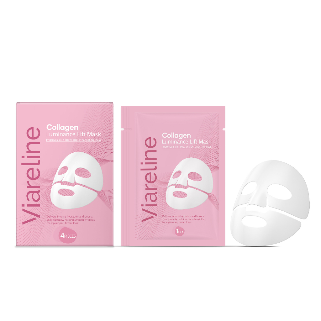 Viareline มาส์กหน้าคอลลาเจน 4Pcs 3in1 ชุ่มน้ำลึก บำรุงฟื้นฟู ผิวแห้ง ผิวนุ่ม เด้ง สดใส ดูแลผิวประจำว