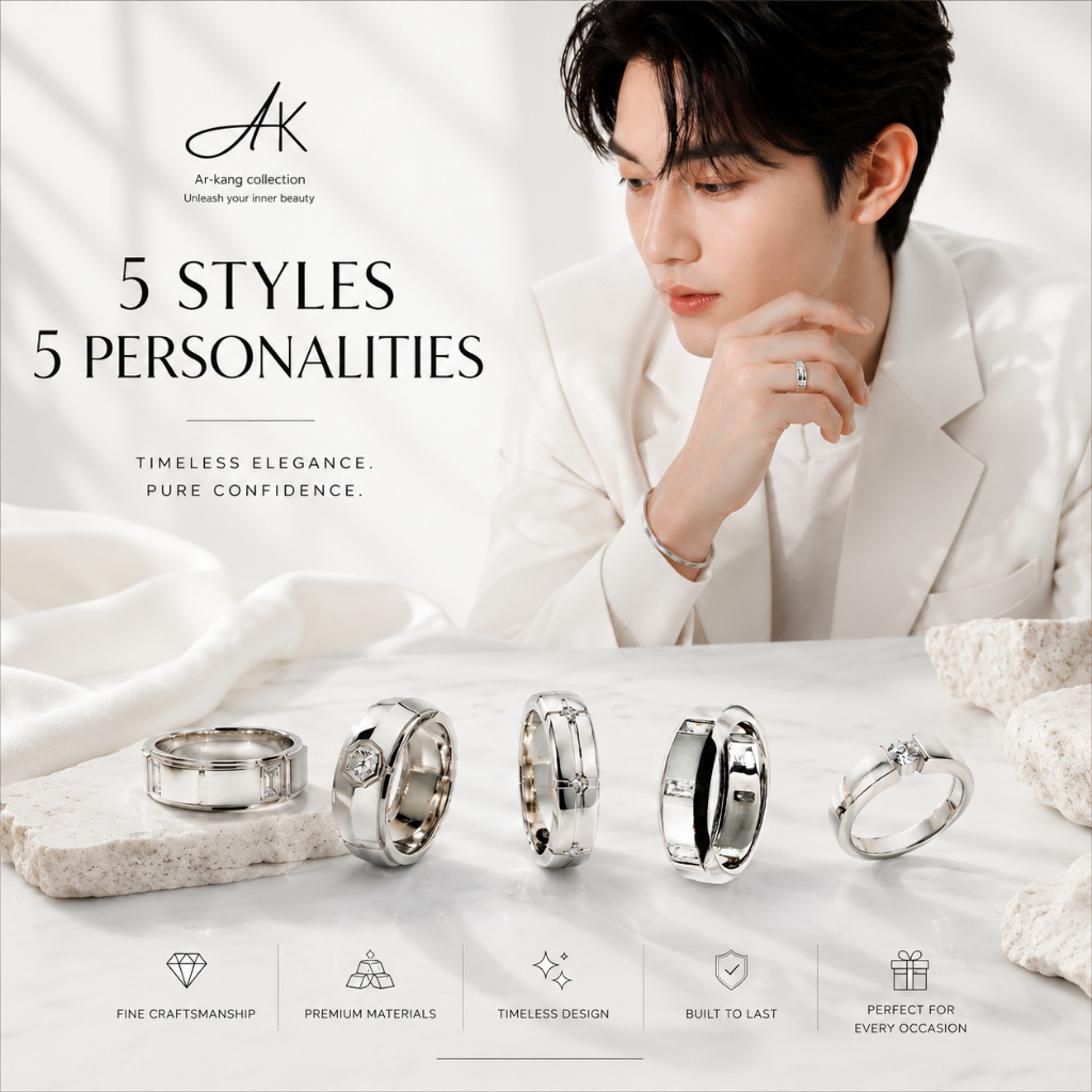 Ar-Kang Collection AKR728/AKR685/AKR687/AKR686/AKR682 แหวนเงินแท้ผู้ชาย White CZ AAAAA (เงินแท้92.5%)