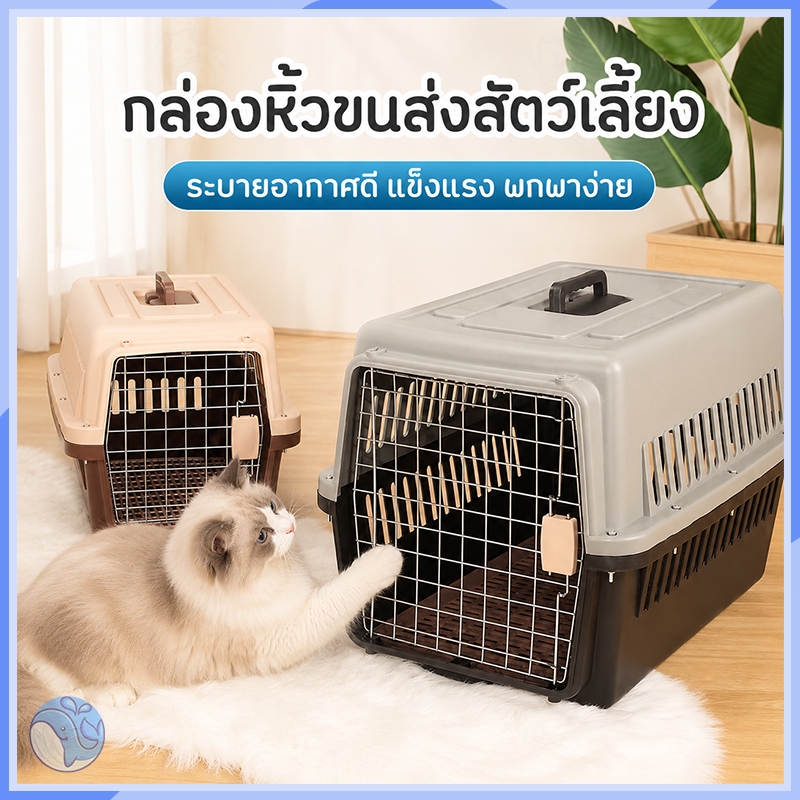 กรงหิ้วเดินทาง กล่องขนส่งสัตว์เลี้ยง มีให้เลือก 2 ขนาด เหมาะใช้พกพาแมวและสุนัขออกไปข้างนอก