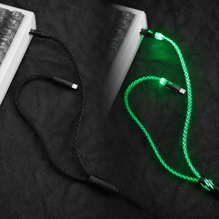สายถัก Custom Coiled Cable 1-to-2 Crystal Copper Cable 8k Polling rate USB Type C to A แถมฟรีพร้อมกระเป๋า