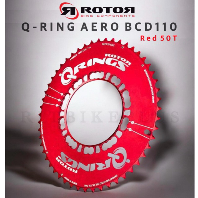 (โค๊ดส่วนลด) ใบจานเสือหมอบ ROTOR Qring 50T ใบแอโร่อลู งาน CNC 5 รู BCD 110 สีแดง