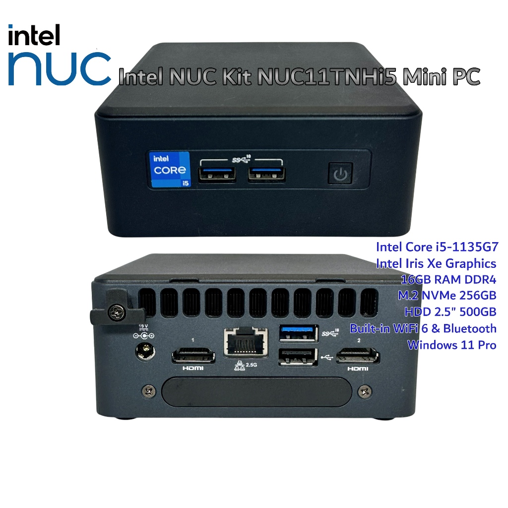 Mini PC INTEL NUC (Intel Core i5-1135G7, Ram 16GB, M.2 NVMe 256GB+HDD500GB, WiFi+Bluetooth) คอมมือสอ