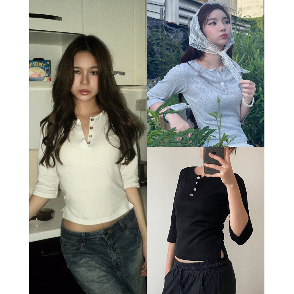 (เติมสีขาว🤍) เสื้อแขนยาวผู้หญิง กระดุมหน้า ผ้านุ่ม ใส่สบาย Everyday Top | 150cm.studio