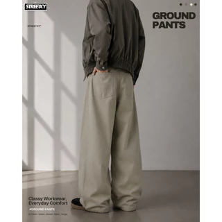 STREETXY - GROUND PANTS ทรงหลวมสไตล์ญี่ปุ่น คลุมข้อเท้า ใส่ง่ายทุกวัน ฟีลยีนส์ แต่ใส่สบายกว่า