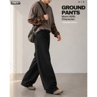 STREETXY - GROUND PANTS ทรงหลวมสไตล์ญี่ปุ่น คลุมข้อเท้า ใส่ง่ายทุกวัน ฟีลยีนส์ แต่ใส่สบายกว่า