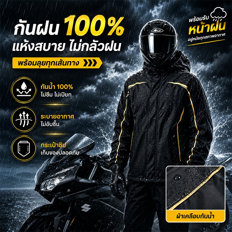 🥇ใส่10ปีไม่พัง💦ชุดกันฝนแบบหนา ชุดกันฝนกันน้ำ เสื้อกันฝนผู้ใหญ่ ทนฝนตกหนักได้ กันน้ำได้ 72 ชั่วโมง