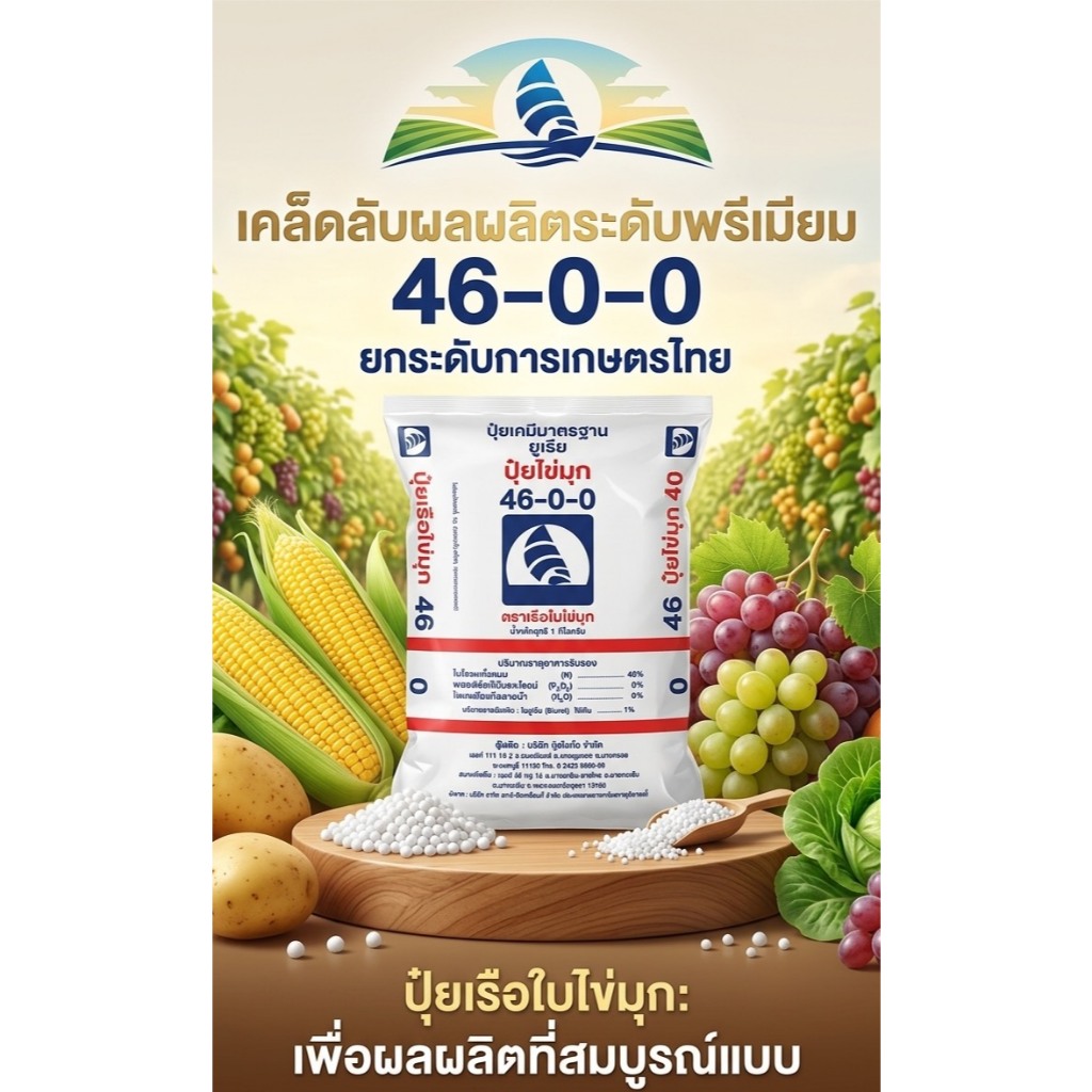 ปุ๋ยเกล็ด 46-0-0 ตราเรือใบไข่มุก