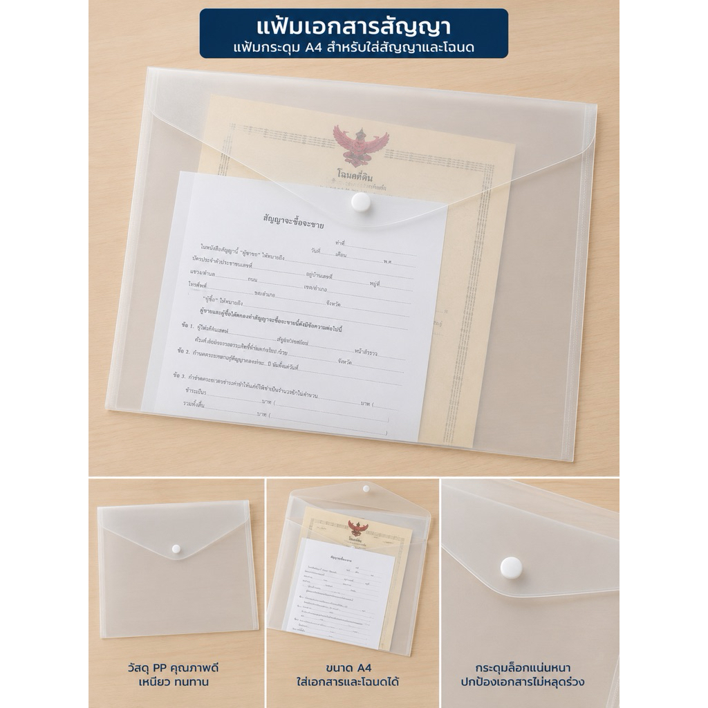 แฟ้มใส ใส่เอกสาร ขนาด A4 แฟ้มเอกสาร