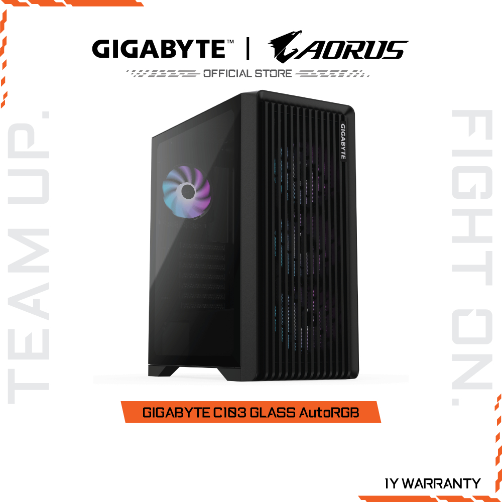 GIGABYTE CASE (เคสเกมมิ่ง) C103 GLASS AutoRGB | ATX | 1 Year Warranty (GB-C103G (Auto RGB))