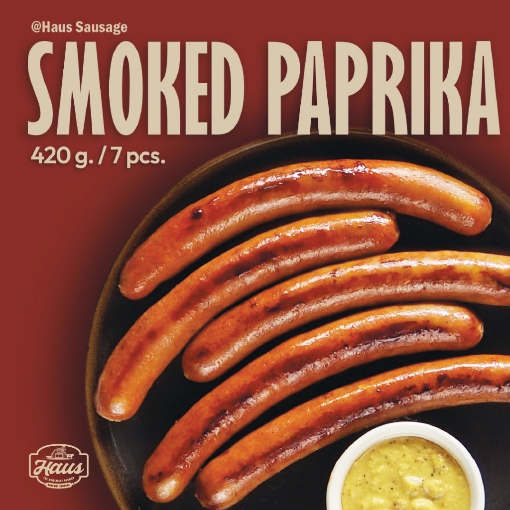 ไส้กรอกเยอรมัน ปาปริก้า [Paprika Sausage] รมควัน โฮมเมด 410g 7ชิ้น | Haus German Sausage