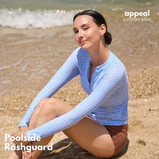 ☀️APPEAL🌊 Poolside Voyager เสื้อว่ายน้ำผู้หญิงมีซิป Rashguard แขนยาว กันUV มีซิป มีซับใน ฟองน้ำ P080