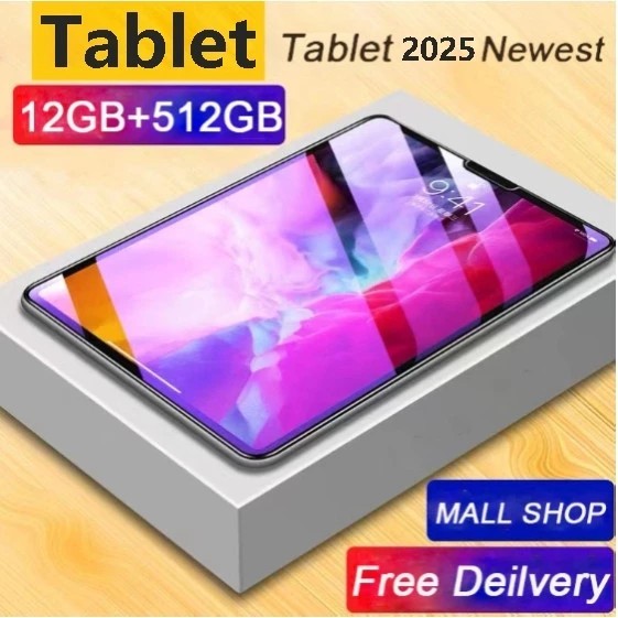 2025 แท็บเล็ต Raelme ใหม่ 512GB แท็บเล็ต Android 12inch LargeScreen Android12 Dual SIM