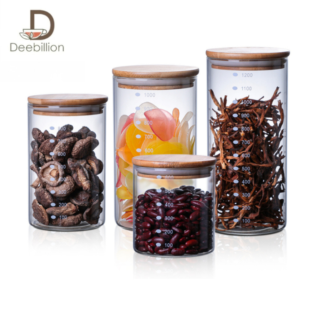 โหลแก้ว โหลเก็บของแห้ง โหลใส่เครื่องปรุง Storage Jar วัสดุแก้วเกรดสูง ฝาปิดแน่น เก็บเครื่องเทศได้ยาวนาน Deebillion