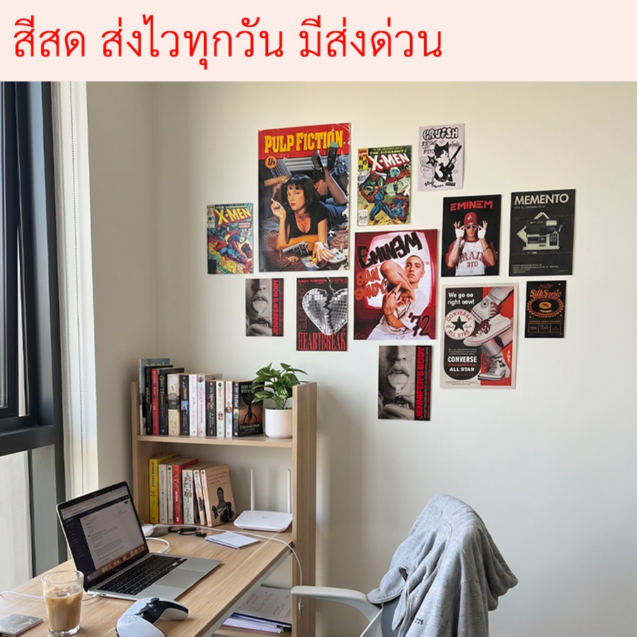 เซ็ตโปสเตอร์แต่งห้อง ผิวด้านไม่สะท้อนแสง สีสวยสด คมขัด วินเทจ Y2K วงร็อก การ์ตูน มาเวล DC โปสเตอร์หนัง