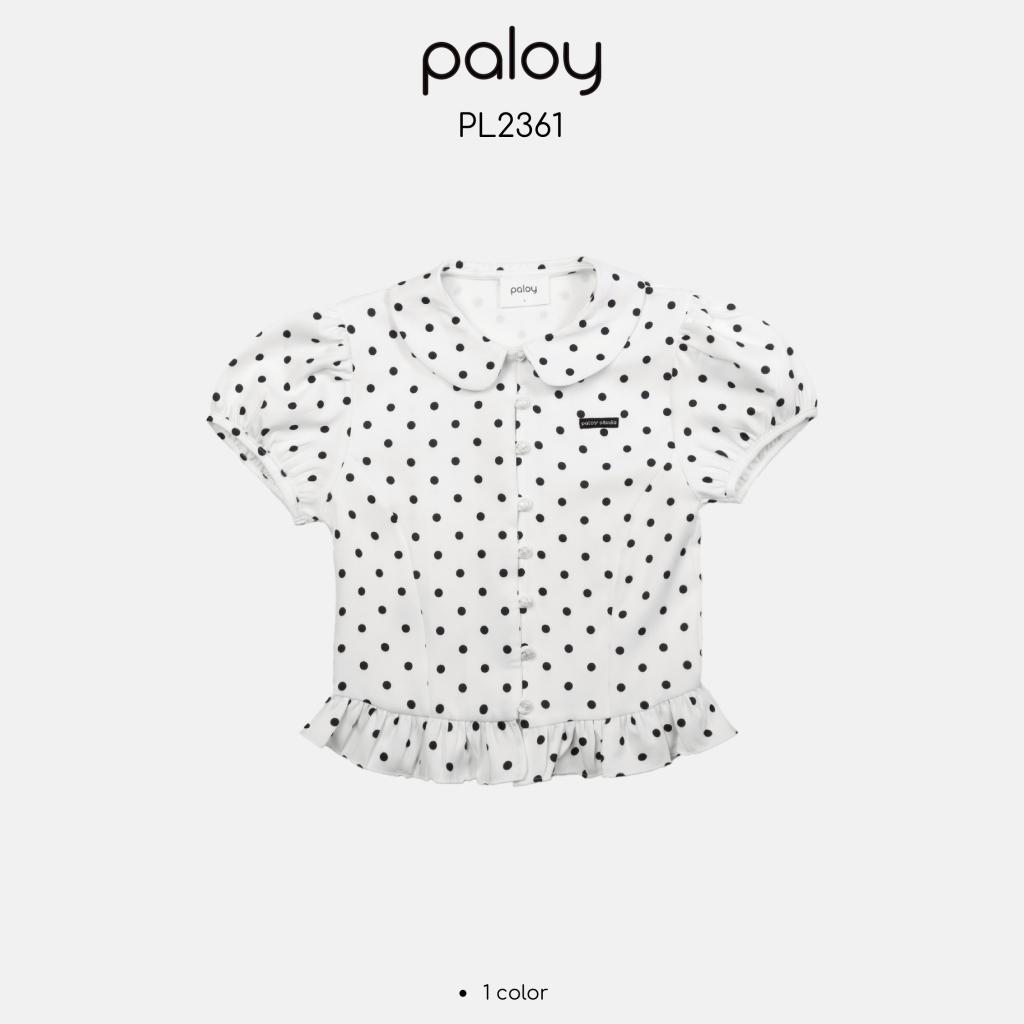 Paloy - PL2361 เสื้อแขนตุ๊กลาย Polka dot ชายระบาย