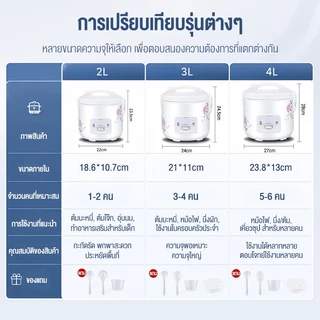 ksrain หม้อหุงข้าวอัจฉริยะ 2L-4L หม้อหุงข้าวความจุขนาดใหญ่พร้อมเวลาจอง Rice Cooker