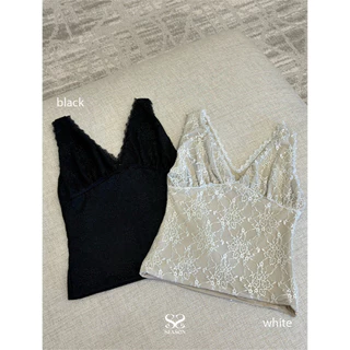 SEASON STUDIO - ESTHER TOP / เสื้อแขนกุดสีเนื้อ ดีเทลลูกไม้