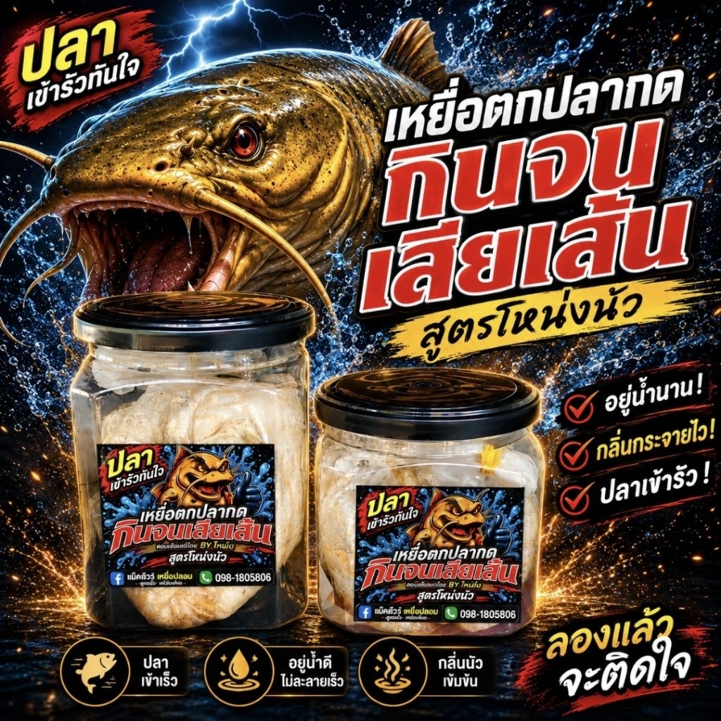 เหยื่อตกปลากด กินจนเสียเส้น สูตรโหน่งนัว มีตัวเป็นโดน