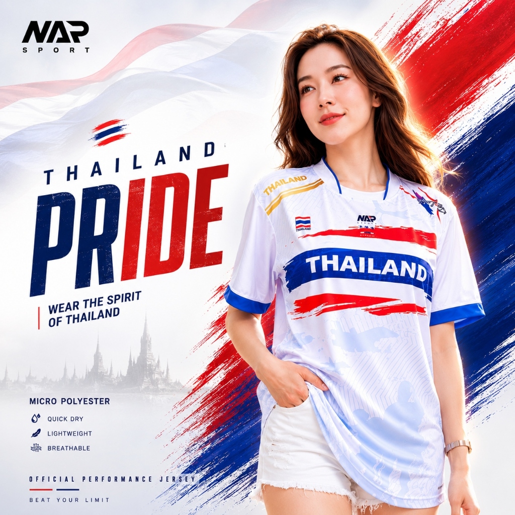 NAP THAILAND เสื้อกีฬาแขนสั้น ผ้าไมโคร พิเศษพิมพ์ชิ้น ลายสวย สีสดใสสุดๆ ไซส์ S-7XL