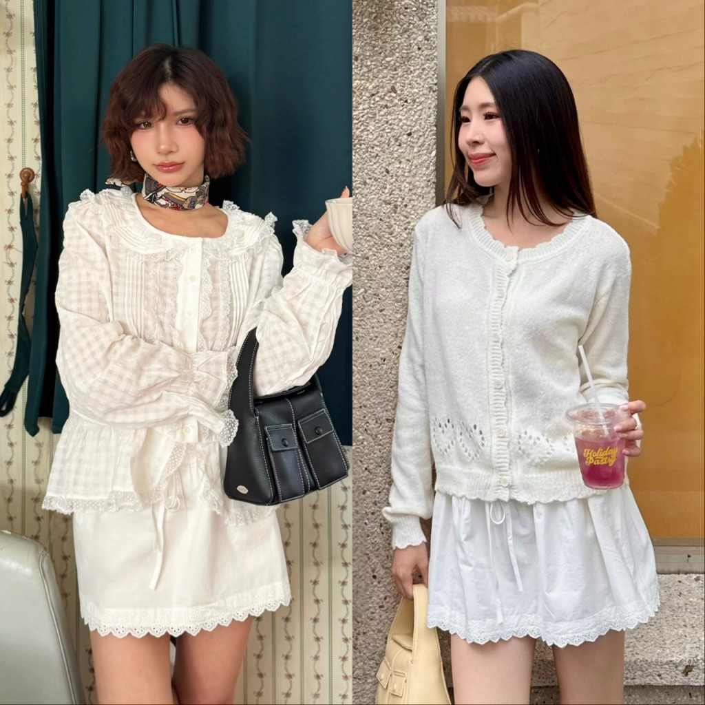 Whipped cream skirt กระโปรงสีขาวลูกไม้