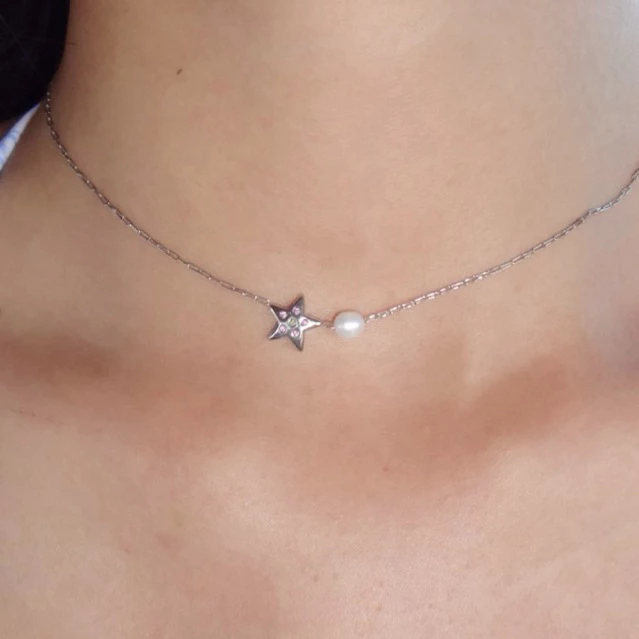 nice try studio - Star Girls Mini Gems Necklace สร้อยคอรูปดาว ไม่ลอก ไม่ดำ