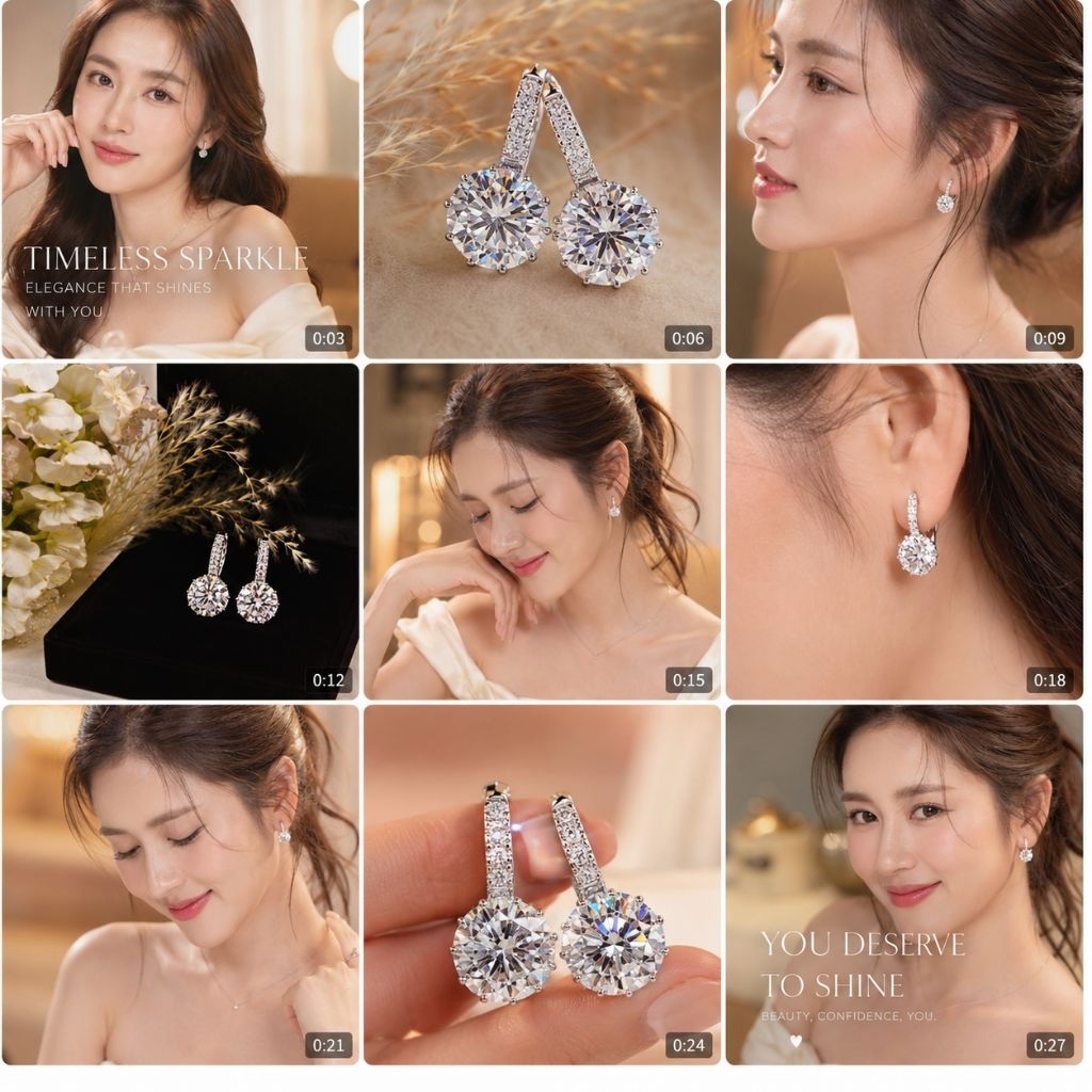 ต่างหูเพชรห่วงสวยหรูเหมือนแท้