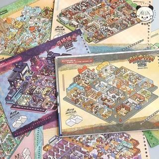 *<ส่งด่วน💯ส่งจากไทย> Miniature ฉากคอลเลกชันหนังสือ สมุดสติ๊กเกอร์ 7.0 7ฉาก 19.5*18.2cm ของเล่นสร้างสรรค์ 3D