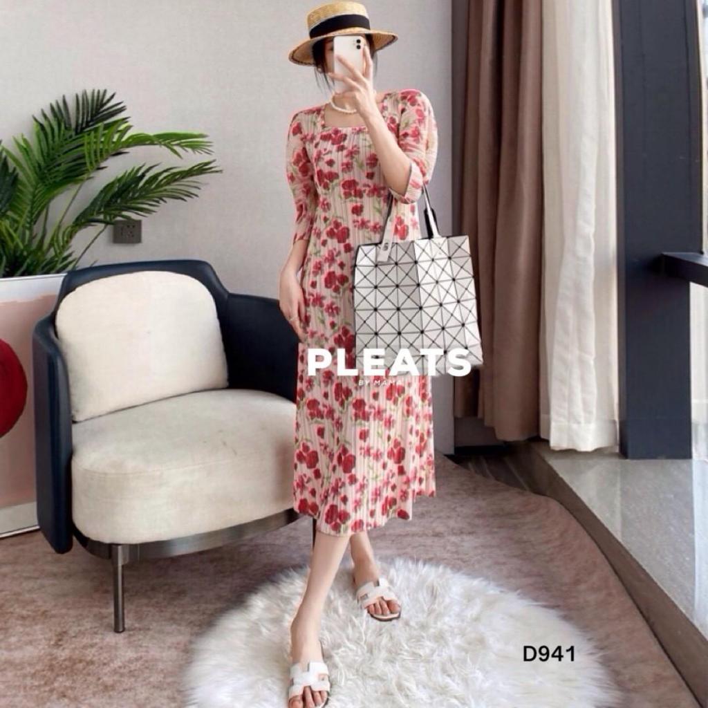 เดรสอัดพลีท รหัส D941 ยาว 45.5 นิ้ว- PLEATS BY MAMA DRESS