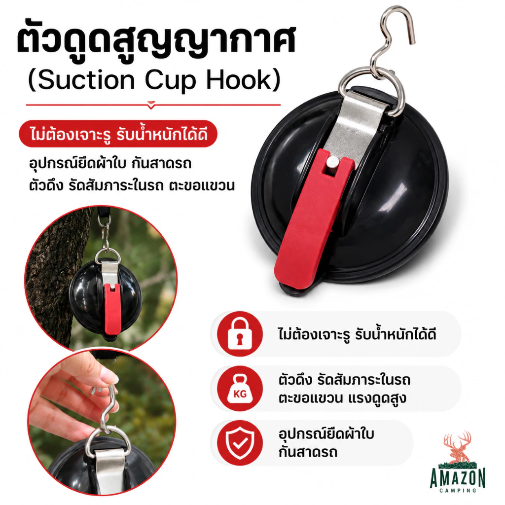 ตัวดูดสูญญากาศอเนกประสงค์ ( Suction Cup Hook ) ใช้งานง่าย ไม่ต้องเจาะผนังเหมาะสำหรับใช้ในบ้าน รถยนต์