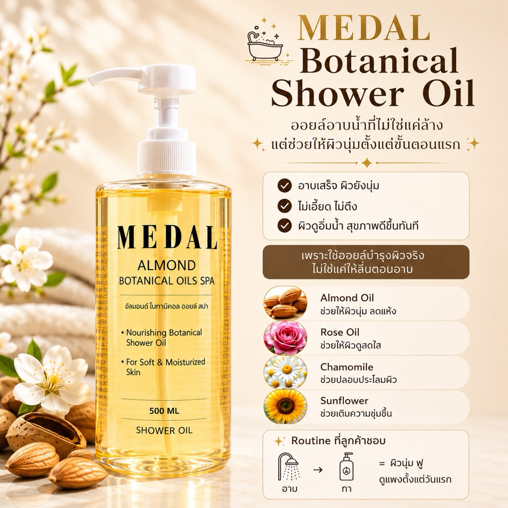 MEDAL SHOWER ALMOND BOTANICAL OILS SPA