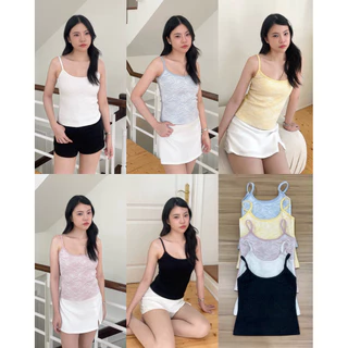 พร้อมส่งทุกสี💐(S/L)HASU71 Basic Lace Top เสื้อสายเดี่ยวเบสิคผ้าลูกไม้ ทรงเข้ารูปสวย (happysummer.bkk)