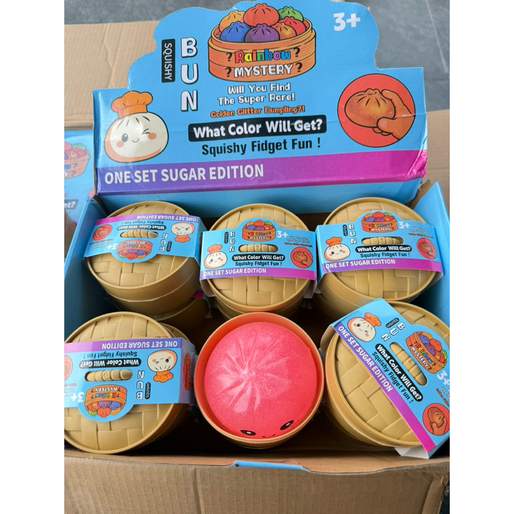 เคลมไม่ได้ 🇹🇭 สกุ๊ชชี่  เปาใหญ่  เนื้อเด้งๆ กากเพชร สุ่มสี สุ่มกากเพชร Squishy ยก box 12 เข่ง