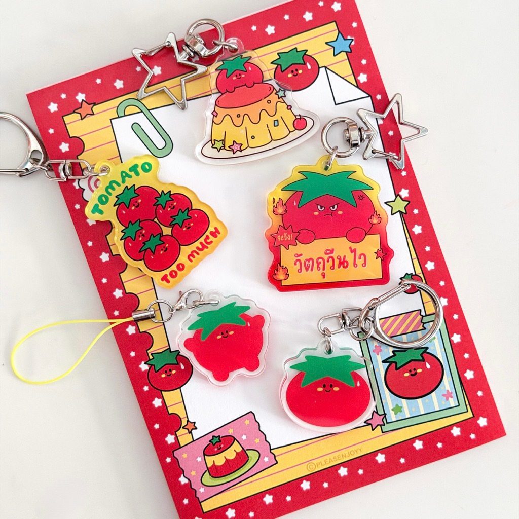 🍅 TOMATO acrylic keychains 🥫พวงกุญแจมะเขือเทศ 🌟 พิมพ์ 2 ด้าน by pleasenjoyy