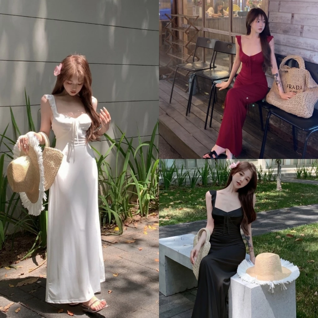 Beryl เดรสสายเดี่ยวสีขาว เปิดหลัง เข้ารูปช่วงเอว ช่วยให้ดูผอมเพรียว สไตล์เรียบหรูและอ่อนโยน