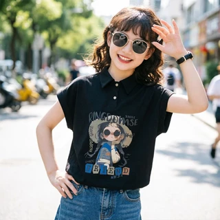 BEAR BABY เสื้อแขนกุดเด็กลำลอง เสื้อยืดเด็กโปโล ลายน้องสาว ผ้าระบายอากาศ เหมาะกับหน้าร้อน แขนกุด ไซส์90-160