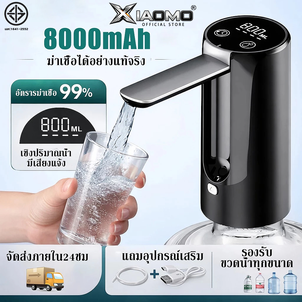 【รับประกัน 5 ป】เครื่องกดน้ำ auto 8000MAHอัตราการต้านเชื้อ99.9% พับได้ 90° ที่กดน้ำดื่ม ที่กดน้ำไฟฟ้า เครื่องกดน้ำอัตโนมั