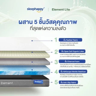SleepHappy ที่นอนยางพาราแท้ รุ่น Element Lite และ Element Deluxe ที่นอนเพื่อสุขภาพ สัมผัสแน่นไม่ปวดหลัง