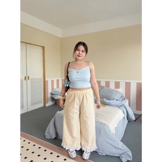 Alice's pant 🐰🎀กางเกงขากระบอกกว้างทรงปล่อย ใส่สบาย ไม่รัดรูป (B0044) - Merryhouse