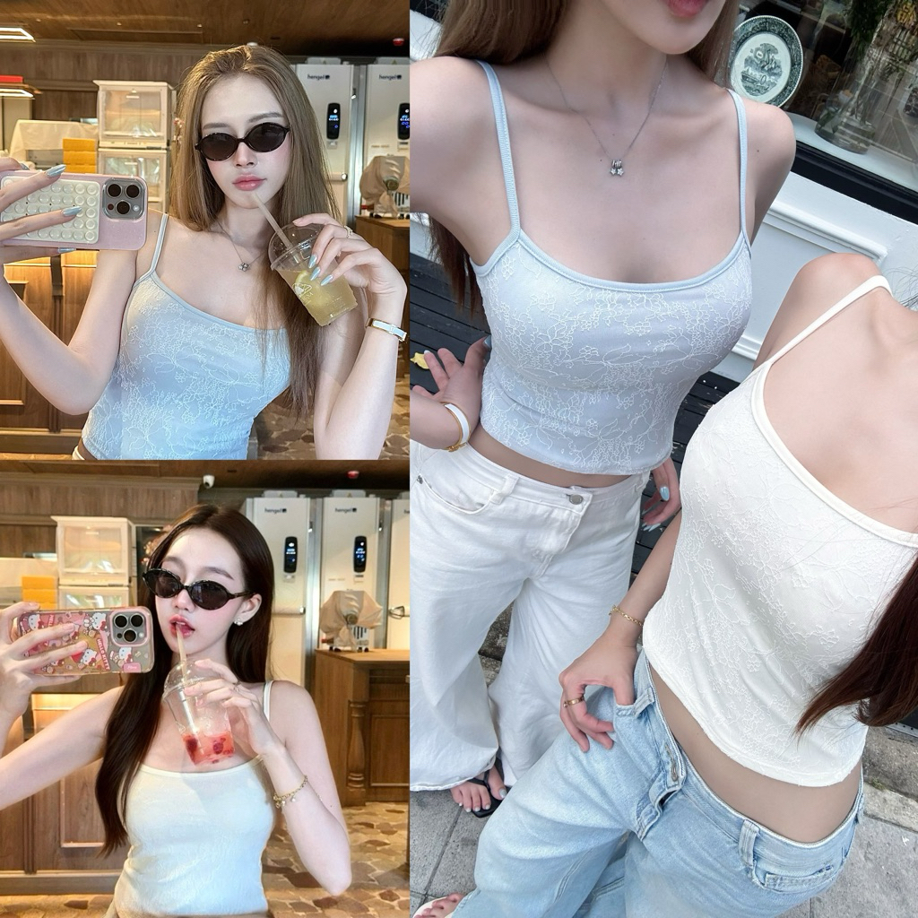 Sophia top - สายเดี่ยวลูกไม้ ทรง basic มีซับใน