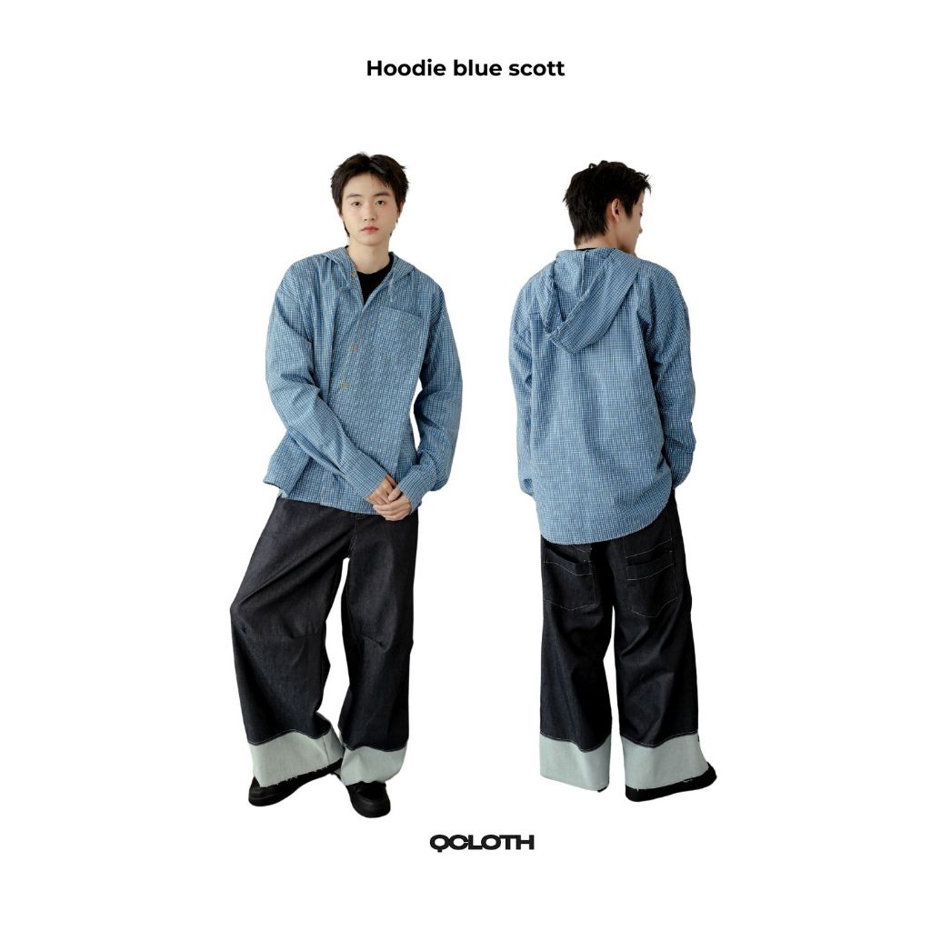 QCLOTH : hoodie blue scott ส่งด่วนในวัน