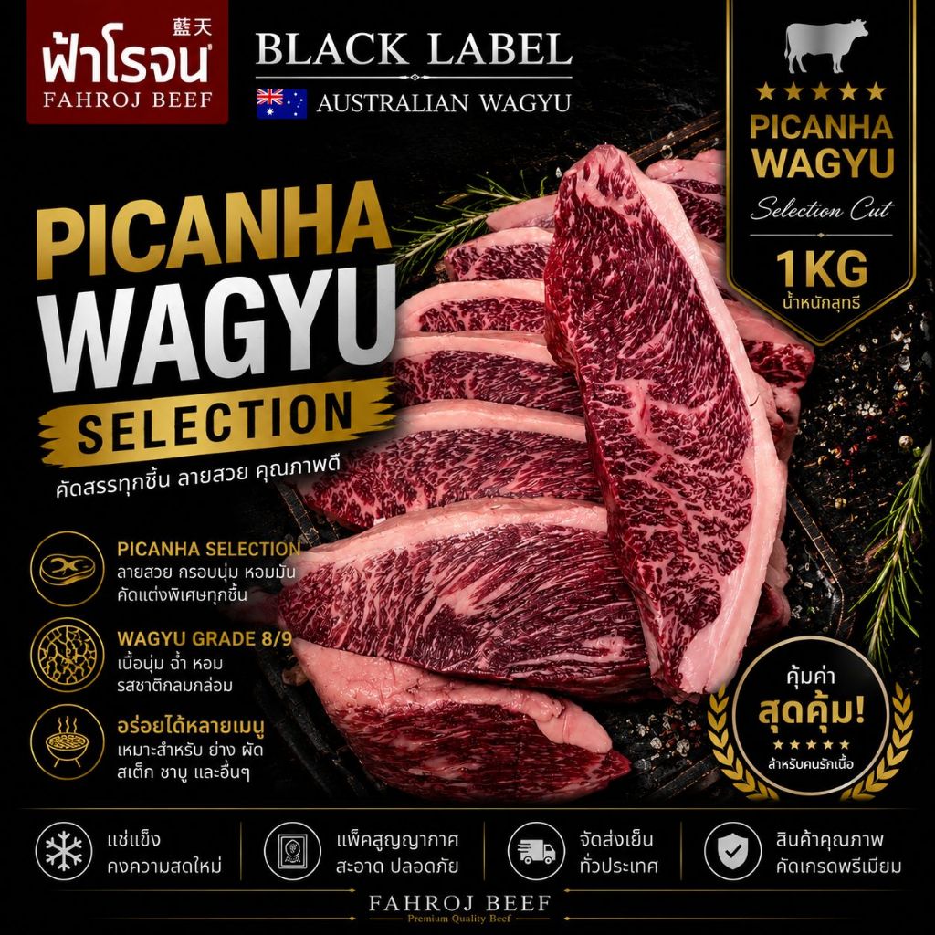 FAHROJ GOLD LABEL | เนื้อพิคานย่า วากิวออสเตรเลีย 1KG PICANHA WAGYU