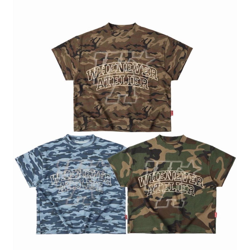 Pre-order (14-20days) แบรนด์เวียดนาม 🇻🇳  Whenever | waffle camo t-shirt✨