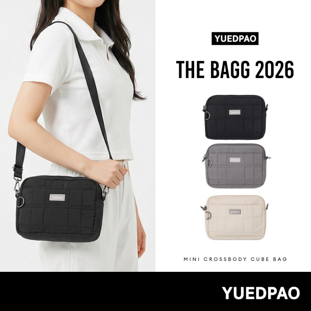 Yuedpao Mini Crossbody Cube Bag กระเป๋าสะพายข้าง กระเป๋าอเนกประสงค์ กระเป๋ายืดเปล่า ผ้าไนล่อนกันน้ำ ใส่มือถือได้