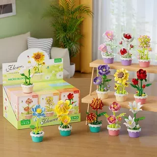 SR NEW Flower Pot Building Block ชุดตัวต่อดอกไม้ DIY ของขวัญสุดคุ้ม น่ารักมาก