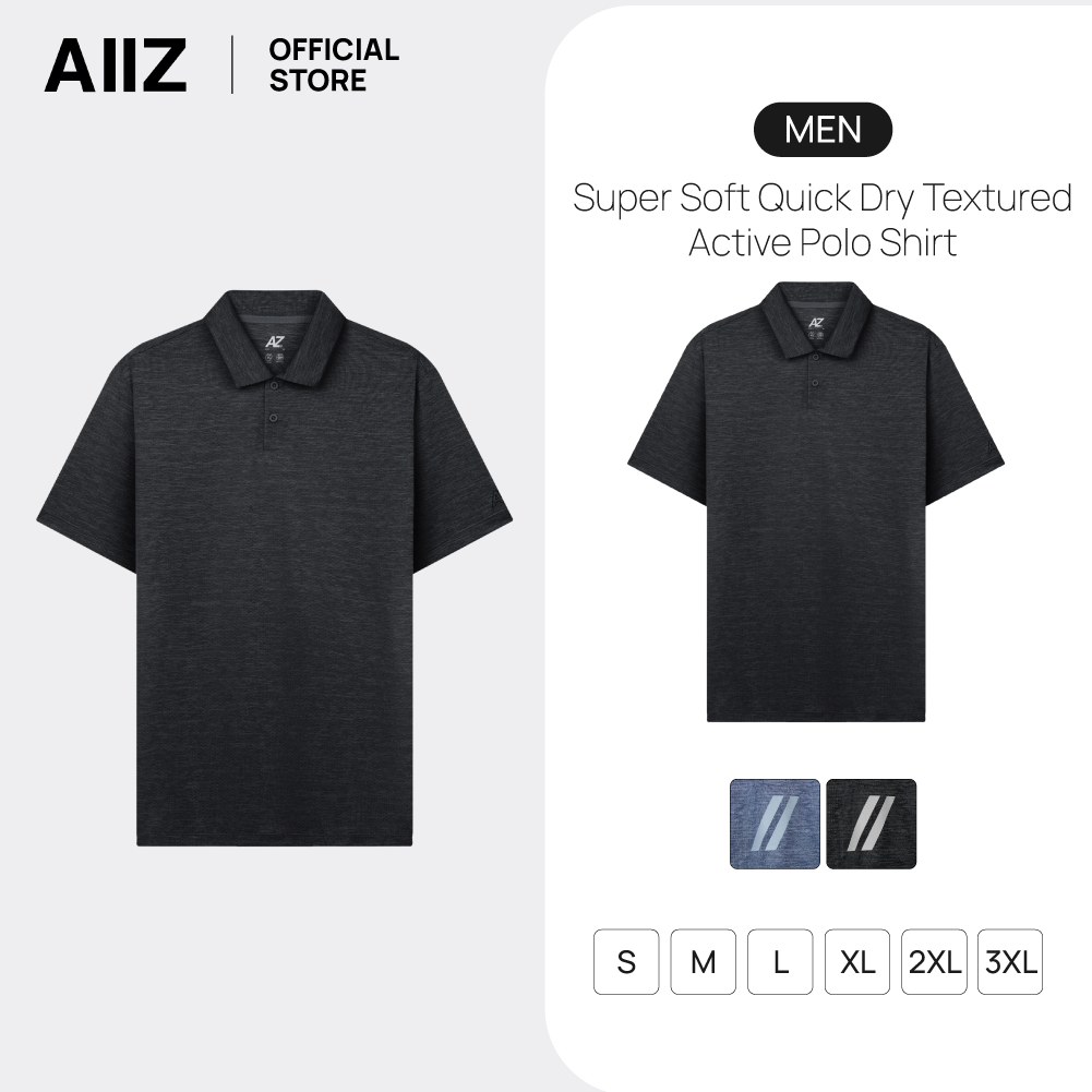 AIIZ (เอ ทู แซด) - AIIZ เสื้อโปโลแอคทีฟผู้ชายผ้าทอลายมูลิเน่ สัมผัสนุ่มแห้งเร็ว