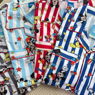 ชุดนอน ผ้าไหมอิตาลี่ Mickey Mouse รอบอก44“ ขาสั้นมีกระเป๋า2ข้าง ลิขสิทธิ์แท้