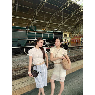 CECE CREAM SKIRT กระโปรงผ้าปัก