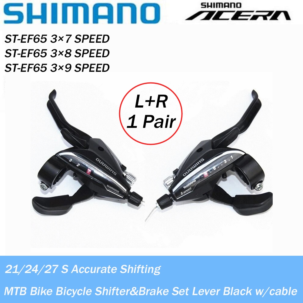 ชิ๊พเตอร์มือรวมเบรค SHIMANO ST-EF65 (3x7,3×8,3x9 Speed) MTB Bike Bicycle Shifter&Brake Set Lever Black w/cable