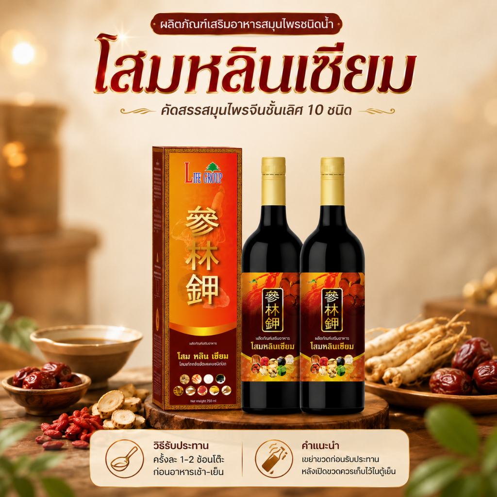 ✨โสมหลินเซียม (Som Lin Seam) ผลิตภัณฑ์เสริมอาหารสมุนไพรจีนชนิดน้ำ ขนาด 750 ml.💖